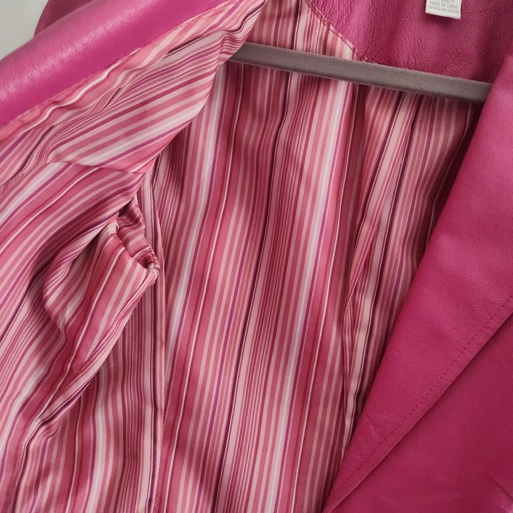 Worthington Women's Small Pink Leather Blazer - Picture 4 of 4